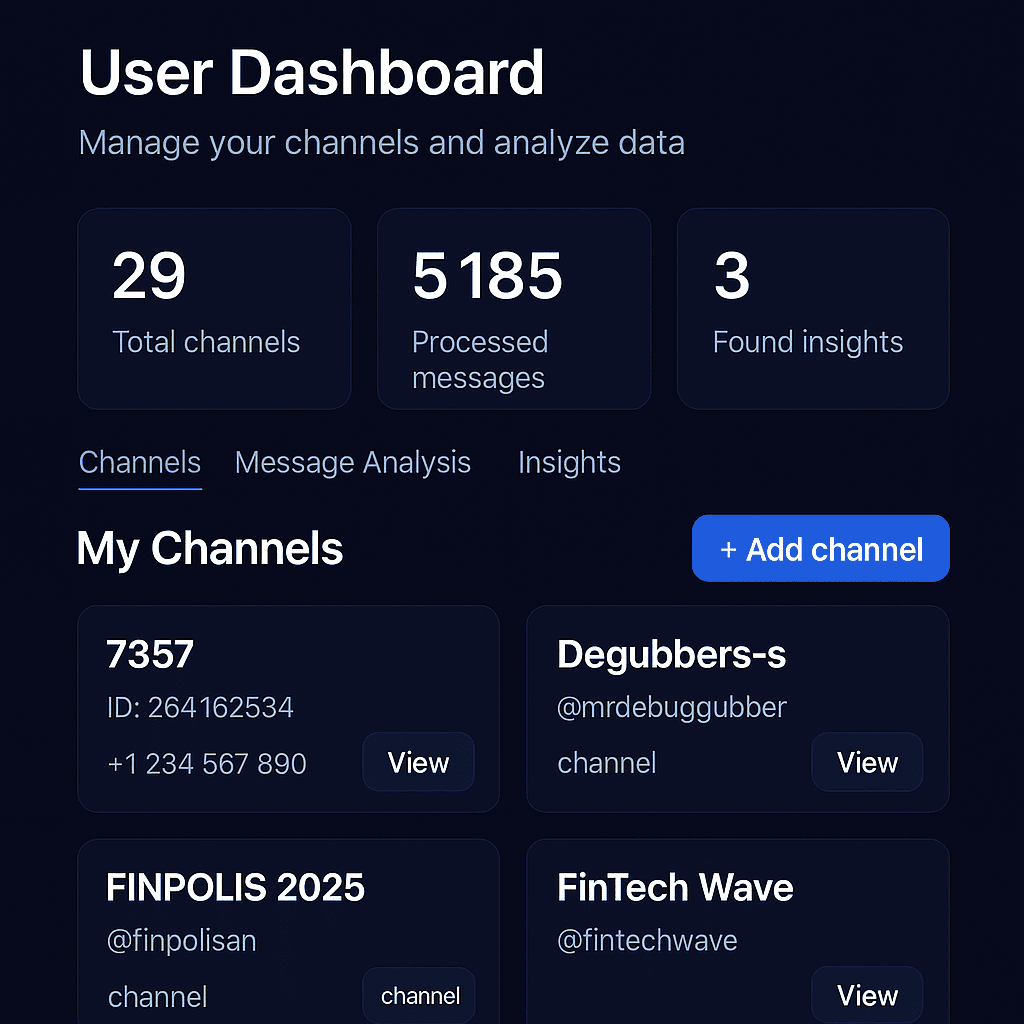 Добавление каналов